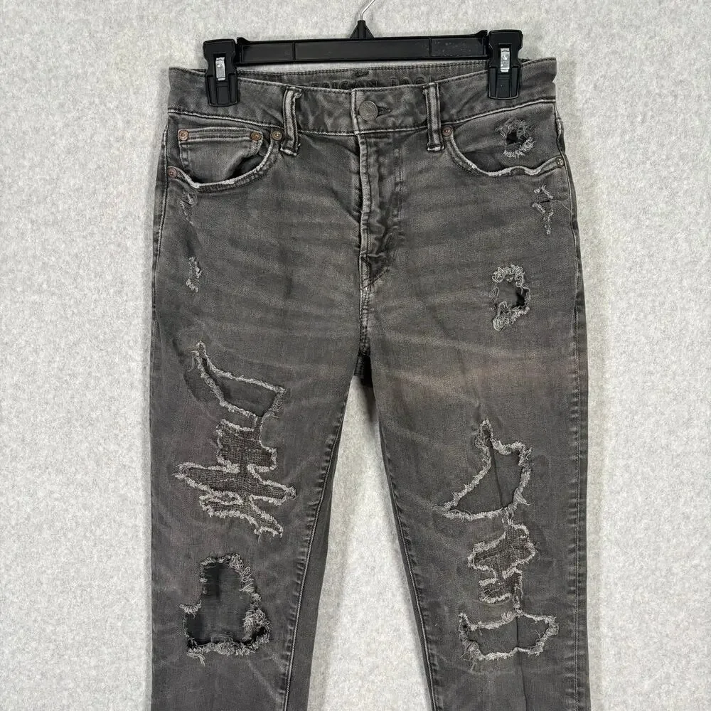 American Eagle Jeans Mens 29x32 Next Level Flex Stacked Destroyed Ripped‎ Torn